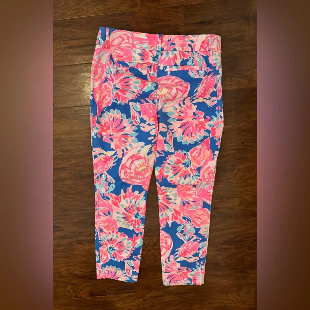 Lilly Pulitzer Sadie Stretch Crab Cropped Pants Bright Coastal South Beach Sz 0 - Picture 2 of 11